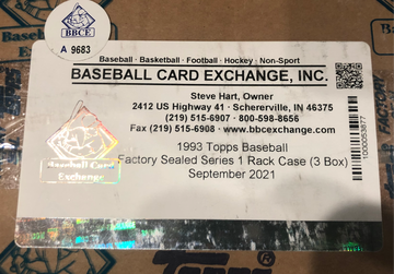 1993 Topps Series 1 Baseball Rack Box Case BBCE Certified A9683