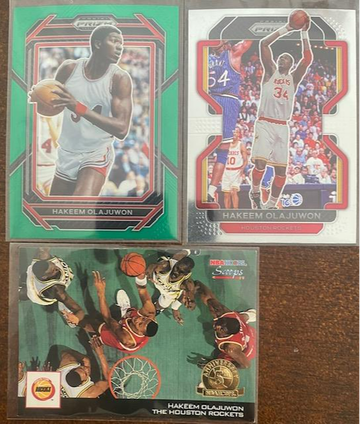 Hakeem Olajuwon 2022 Green Prizm Draft 21/22 Prizm & 94' Hoops 5th Annv.
