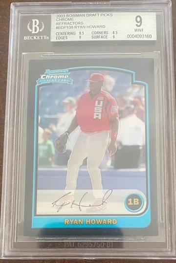 2003 Bowman Chrome Draft Refractor Ryan Howard BGS9