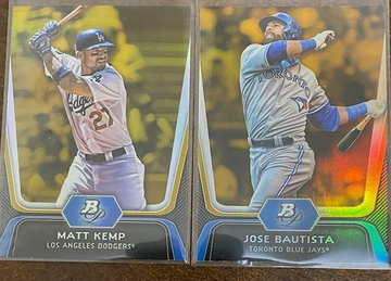 Matt Kemp & Jose Bautista 2012 Bowman Platinum Gold Parallels