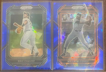 2023 Prizm Blue Cracked Ice Willie McCovey & Eric Chavez