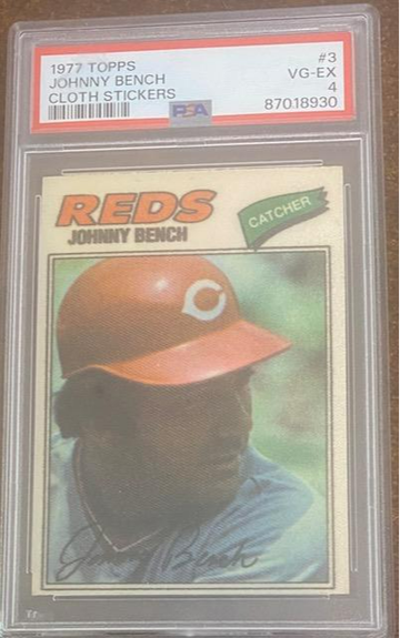1977 Johnny Bench PSA 4 Cloth Sticker