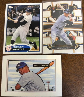 Mikey Mantle 3 Card Lot