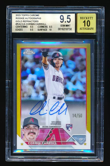 2023 Topps Chrome Corbin Carroll Gold Refractor RC Auto BGS 9.5 True Gem+