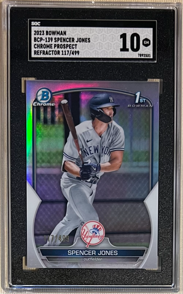 /499 REFRACTOR 2023 Bowman Chrome Spencer Jones SGC 10 Gem Mint