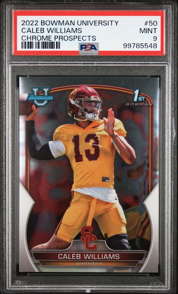 2022 Bowman University 1st Chrome Prospects #50 Caleb Williams PSA 9