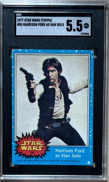 Iconic 1977 Topps Star Wars #58 Han Solo (Harrison Ford) SGC 5.5