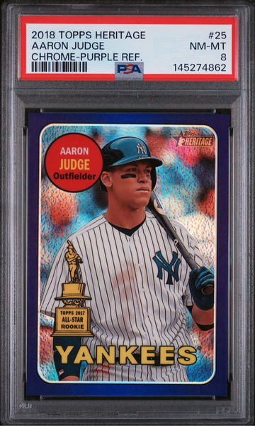 2018 Topps Heritage Chrome Purple Refractor #25 Aaron Judge PSA 8 