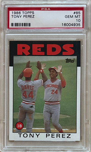 1986 Topps #85 Tony Perez (with Eric Davis) PSA 10 Gem Mint HOF