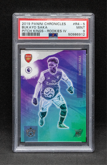 Bukayo Saka 2019-20 Panini Chronicles Pitch Kings Rookie RC PSA 9