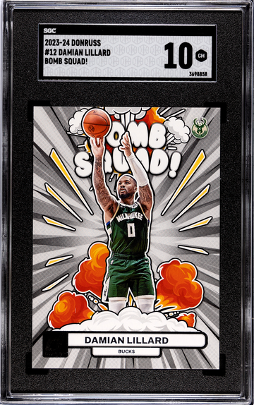2023-24 Donruss #12 Damian Lillard Bomb Squad SGC 10 Bucks