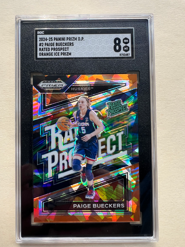 2024 Prizm Draft Picks Paige Bueckers Orange Cracked Ice Rated Prospect #2 SGC 8