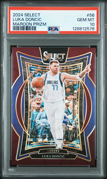 2024-25 Panini Select Luka Doncic MAROON PRIZM /175 #56 PSA 10 GEM MINT Lakers