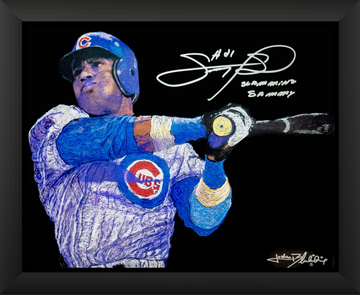 Sammy Sosa ORIGINAL 16x20 Oil Painting Signed Framed with Inscription Cubs JSA 1/1 by Artist BLANKSY