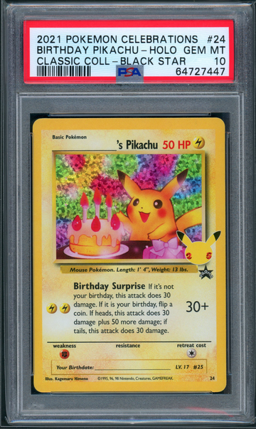 #24 BIRTHDAY PIKACHU-HOLO | 2021 POKEMON CELEBRATIONS CLASSIC COLLECTION PSa 10