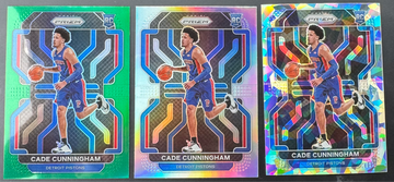 2021 Silver Prizm Cade Cunningham Rookie NM & Green Wave & Cracked Ice LOT