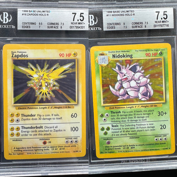 1999 Pokemon Base set Holo Zapdos & Nidoking BGS 7.5 centering 9.5 & 9