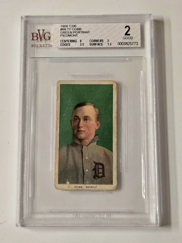 1909 T206 TY COBB Green Portrait Piedmont Back #69 BVG 2