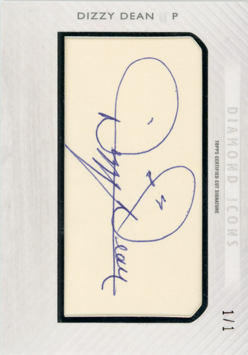 2017 TOPPS DIAMONDS ICONS DIZZY DEAN CUT AUTO 1/1