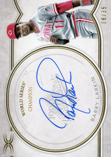 2018 TOPPS DEFINITIVE COLLECTION LEGENDARY AUTUGRAPH OF BARRY LARKIN 06/35