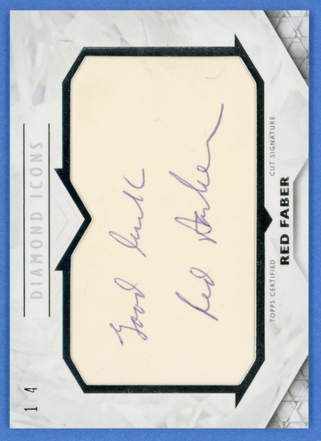 2018 TOPPS DIAMOND ICONS RED FABER CUT AUTO 1/4