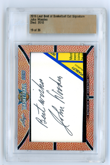 2016 LEAF BEST OF BASKETBALL CUT SIGNATURE JOHN WOODEN CUT AUTO 19/36