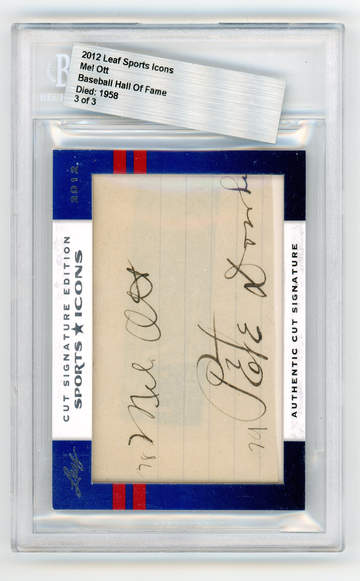 2012 LEAF SPORTS ICONS CUT AUTO OF MEL OTT 3/3 AUTHENTICATED BY BECKETT