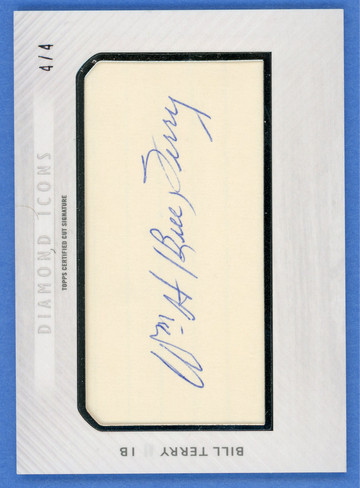 2017 TOPPS DIAMOND ICONS BILL TERRY CUT AUTO 4/4