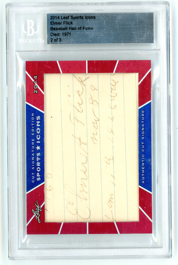 2014 LEAF SPORTS ICONS ELMER FLICK CUT AUTO 2/3