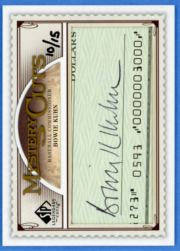 2009 SP LEGENDARY CUTS MYSTERY CUTS BOWIE KUHN CUT AUTO 10/15