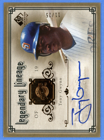 2005 SP LEGENDARY CUTS LEGENDARY LINEAGE TONY GWYNN AUTO 11/25