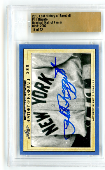 2018 LEAF HISTORY OF BASEBALL PHIL RIZZUTO CUT AUTO 14/22