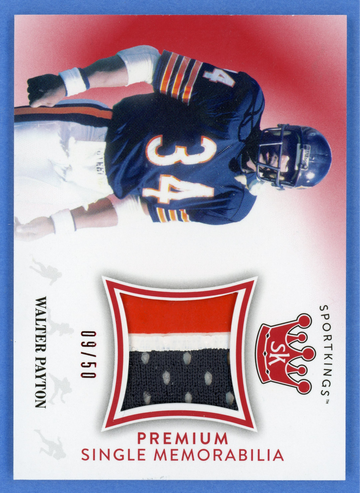 2018 SPORTKINGS WALTER PAYTON 3 COLOR PATCH PREMIUM SINGLE MEMORABILIA 09/50