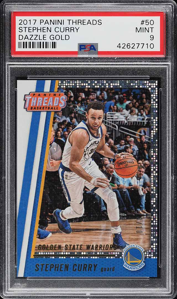 2017 Panini Threads Dazzle Gold Stephen Curry 10/10 #50 PSA 9 MINT