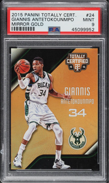 2015 Panini Totally Certified Mirror Gold Giannis Antetokounmpo /10 #24 PSA 9