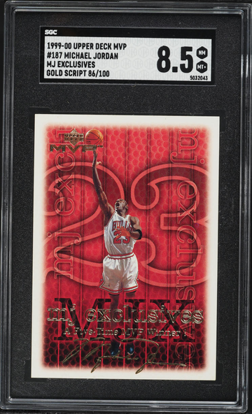 1999 Upper Deck MVP Gold Script Michael Jordan /100 #187 SGC 8.5 NM-MT+