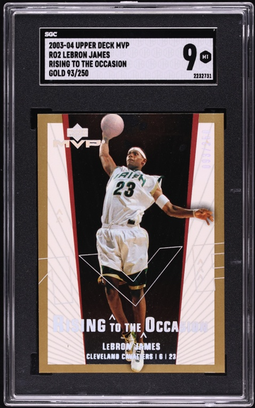 2003 Upper Deck MVP Rising To The Occasion Gold LeBron James ROOKIE /250 #RO2 SGC 9 MINT
