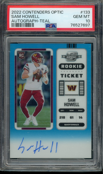 2022 Sam Howell Rookie Ticket Auto Psa 10