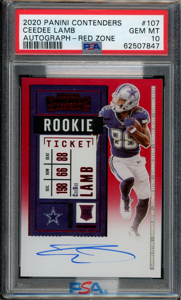2020 Ceedee Lamb Rookie Ticket Auto PSA 10