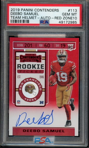 2019 Deebo Samuel Rookie Ticket Auto PSA 10