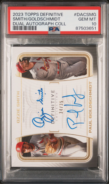 2023 Topps Definitive Ozzie Smith Paul Goldschmidt auto /35 PSA 10