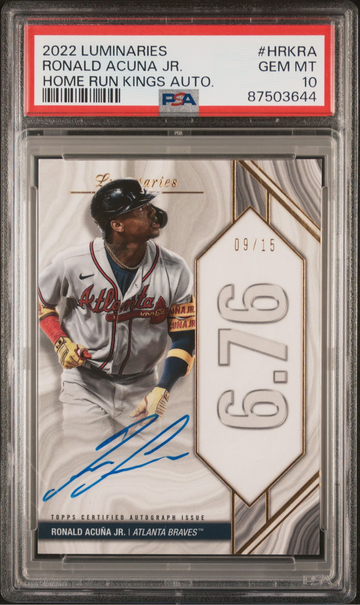 2022 Topps Luminaries Ronald Acuna Jr auto /15 PSA 10