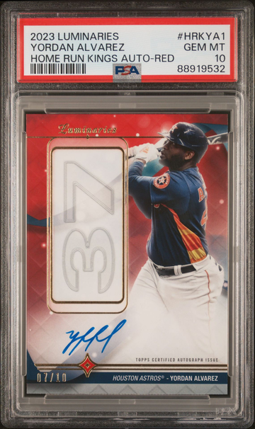 2023 Topps Luminaries Yordan Alvarez red auto /10 PSA 10 pop 1