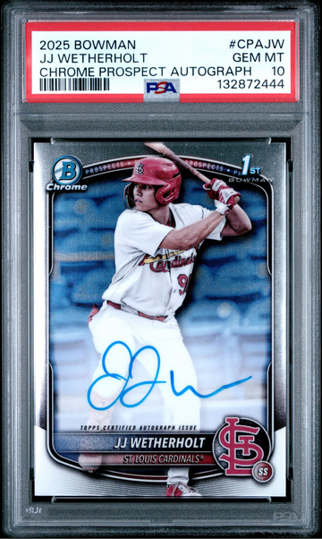 2025 Bowman JJ Wetherholt 1st prospect auto PSA 10