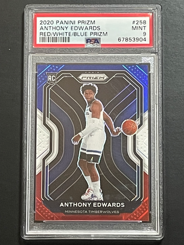 Anthony Edwards Rookie 2020 Prizm Red/White/Blue PSA 9 MINT - MVP Candidate