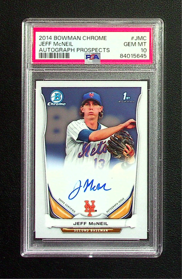 2014 BOWMAN CHROME JEFF MCNEIL AUTOGRAPH PROSPECTS, PSA 10 GEM MT, Mets