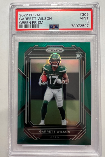 2022 Prizm Garrett Wilson Green Prizm PSA 9