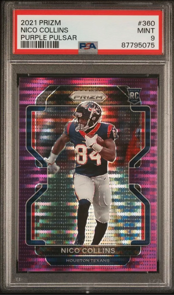 2021 Prizm Purple Pulsar Nico Collins PSA 9