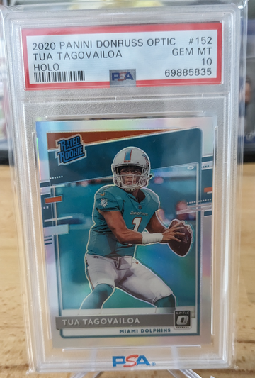 2020 Donruss Optic Holo Prizm Tua Tagovailoa Miami Dolphins Rookie PSA 10