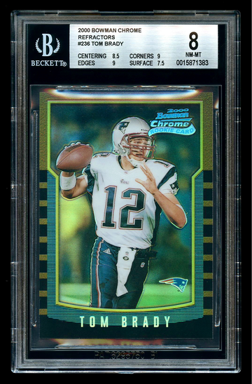2000 TOM BRADY BOWMAN CHROME REFRACTOR #236 ROOKIE CARD PATRIOTS BGS 8 NM-MT